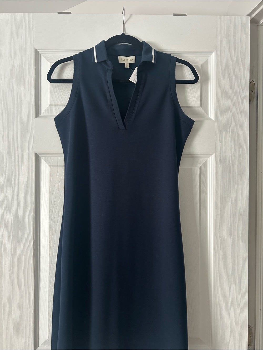 Laura Sleeveless Polo Midi Dress in Navy